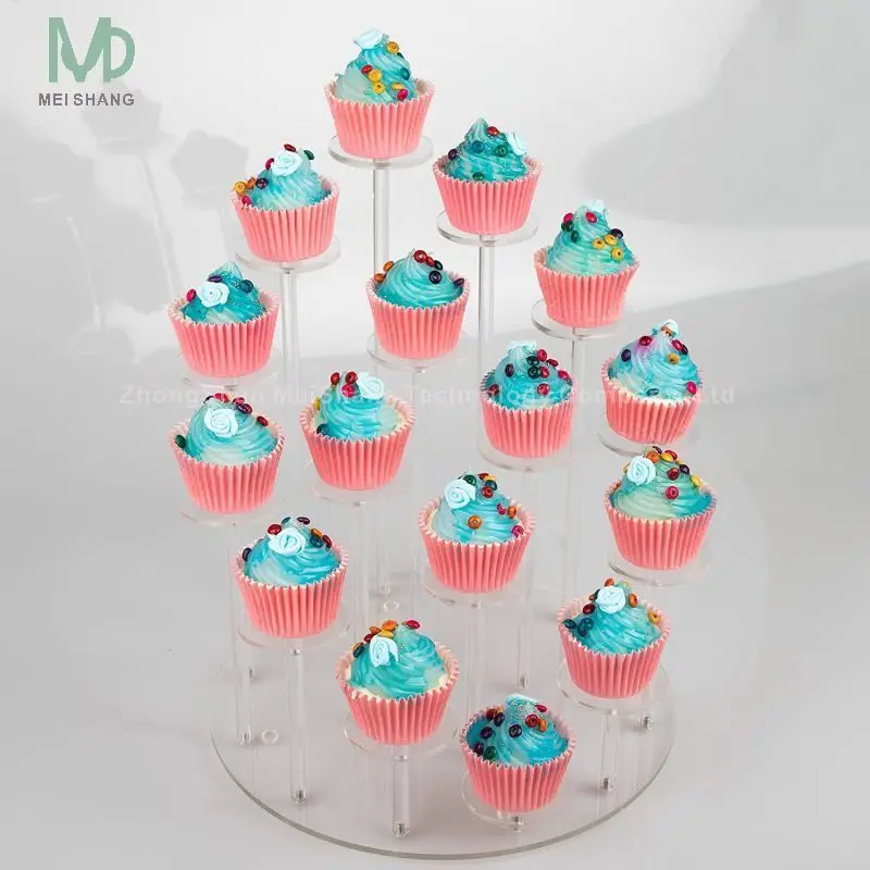 Factory 4 Tier Acrylic Cupcake Stand, Premium Cupcake Holder, Acrylic Cupcake Tower Display Cady Bar Party Decor Display