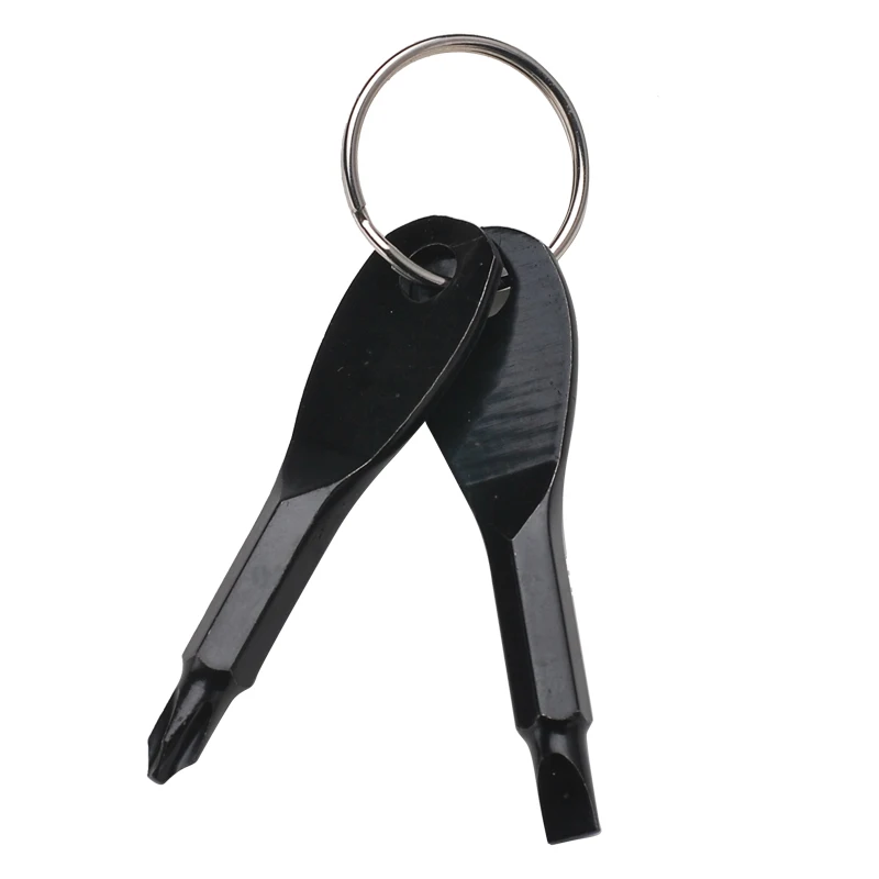 2pcs Function Mini Phillips Screwdriver Set Key Shape Slotted Keychain