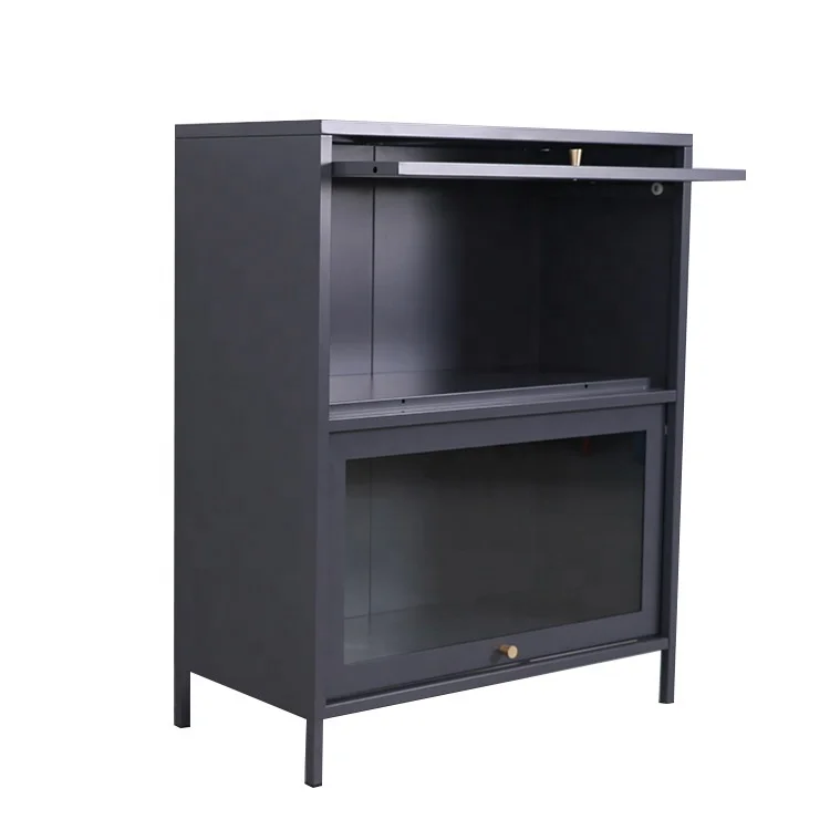 Dinning Room Glass Cupboard Sideboard Cabinet Series Design Metal Tableware Storage Cabinet