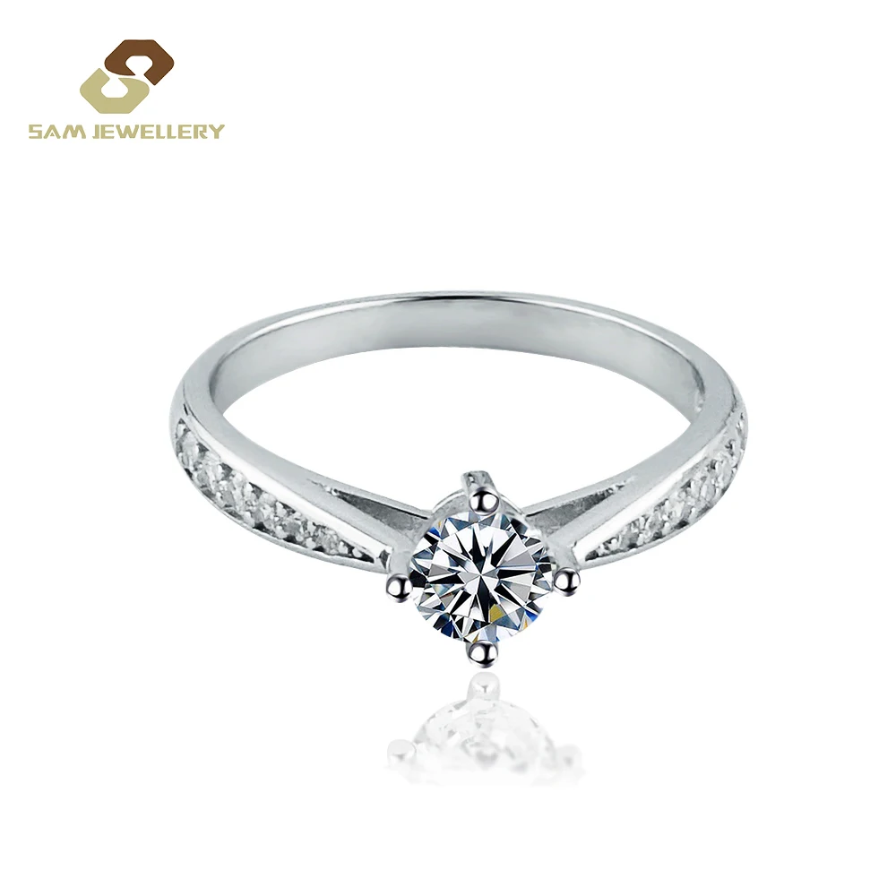 Fashion Boutique Wedding Bridal Jewelry Princess Cut Square Diamond 925 Sterling Silver Women Engagement Ring