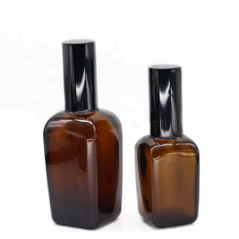 15ml 30ml 50ml 100ml square rectangle amber essential oil glass dropper bottle with pump sprayer