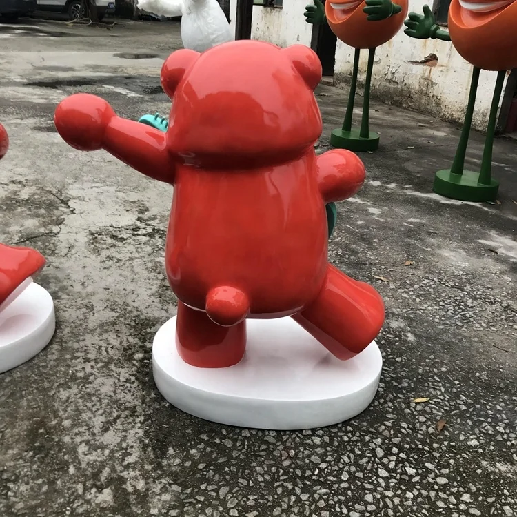 Fiberglass guitar bear Outdoor cartoon animal model Grass decoration landscape statue custom manufacturers