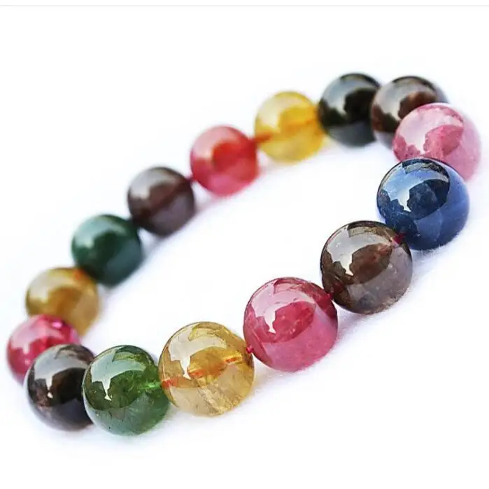 8mm  Genuine Tourmaline Semi-precious Loose Beads Stretch Bracelets