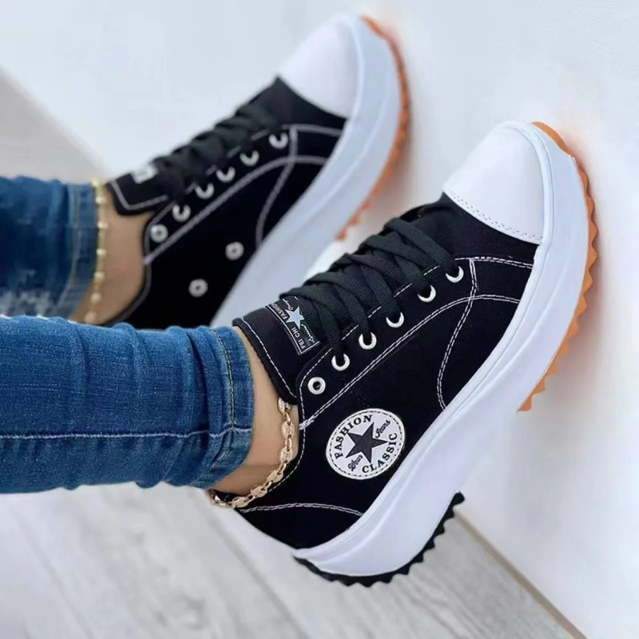 Factory wholesale spring Summer thick Thick Sole  casual shoes sneakers ladies casual shoes women canvas shoes