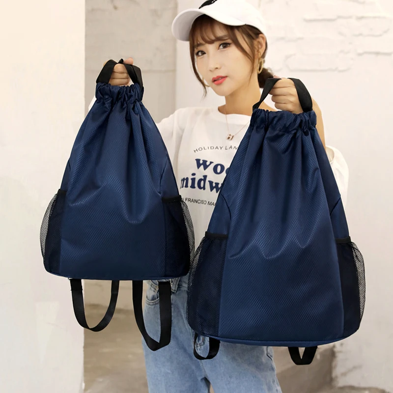 Custom Logo Folding Drawstring Gym Bag Sports String Backpack Drawstring Backpack for Travel Beach Swimming