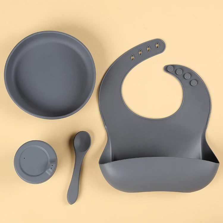 Gift Box Set Newborn Tableware Silicon Food Grade Suction Plate With Placemat For Baby Eating