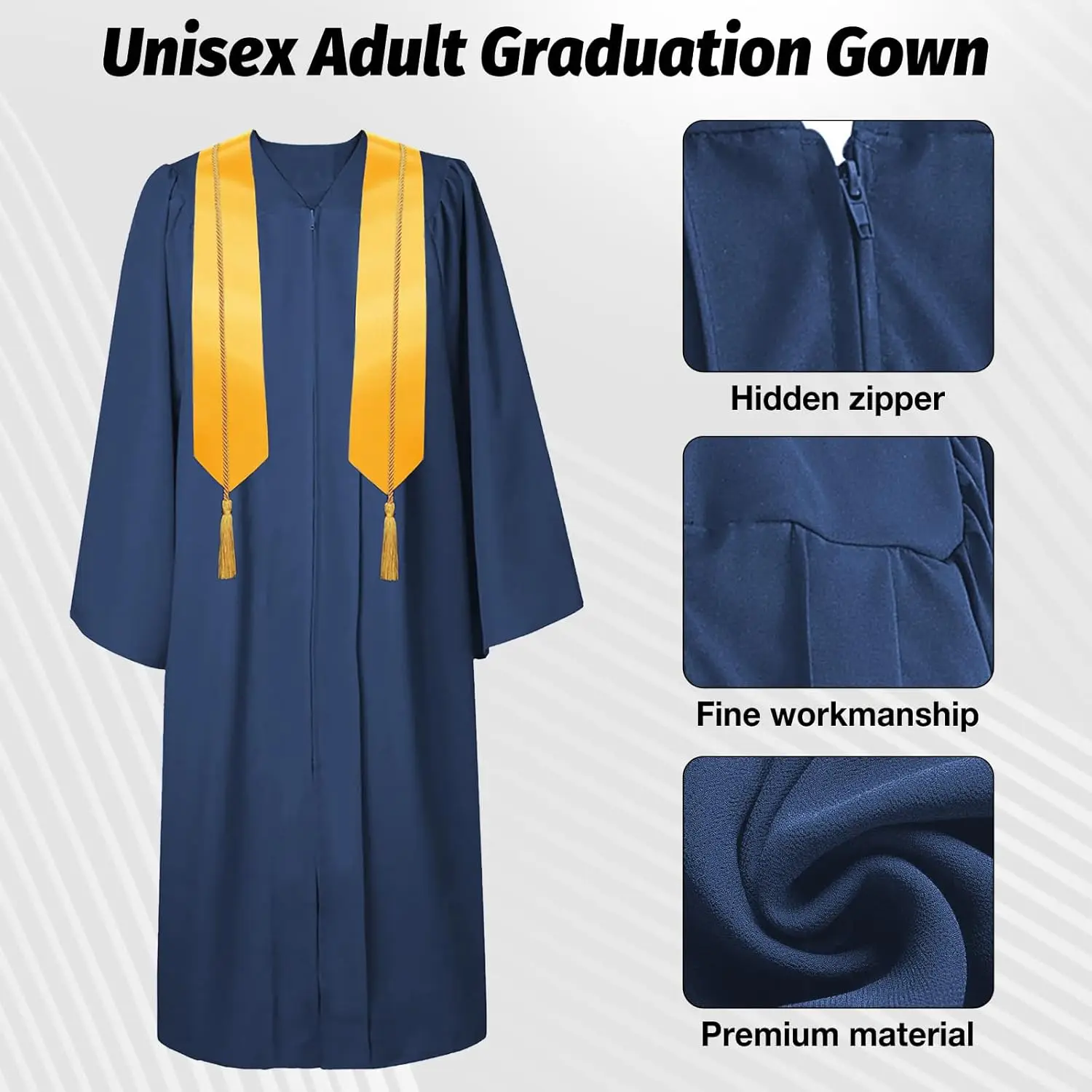 Wholesale 4 Pcs 2025 Unisex Bachelor Graduation Matte Gown Cap Tassel Stole Set Honor Cord 2024 Charm for Graduation