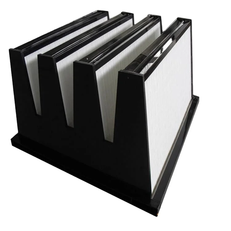 V-bank HEPA Filter ABS Frame HVAC Air Filtration System V-bank Plastic Frame Pleated Filter W-shaped Filter