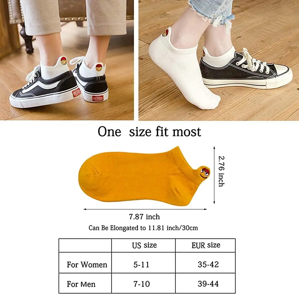Women Cute Socks  Cotton Kawaii Embroidered Funny Low Cut Socks for Women Girls Ankle Socks