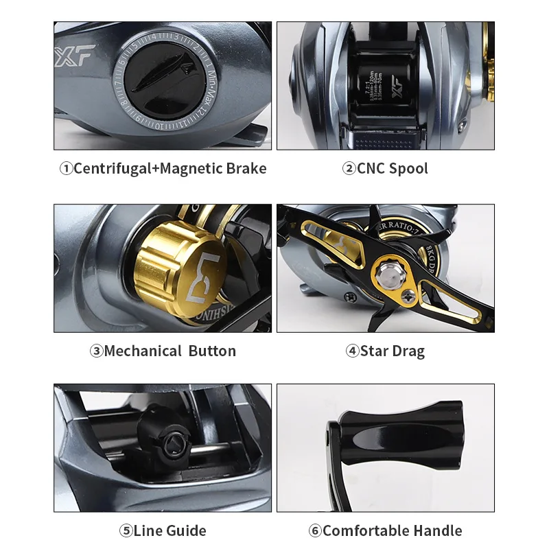 JETSHARK 19+1 Ball Bearings gear ratio7.2:1  Left / Right Hand Water Drop wheel High Speed bait casting Fishing Reel