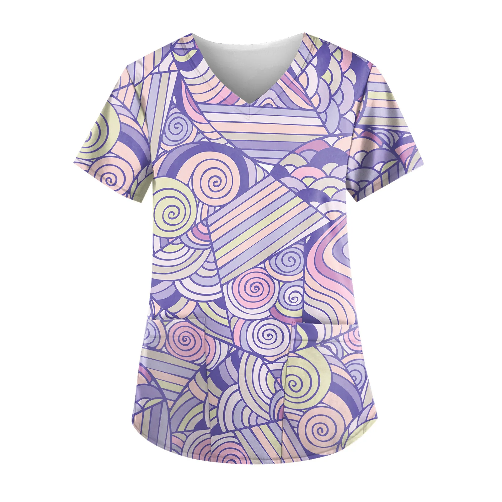 hospital new style nurse work beauty chemical growth short-sleeve fashion printing top