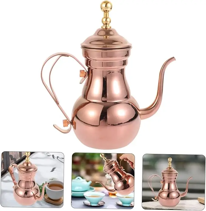 Stainless Steel Flower Teapot Commercial Small Mouth Pot Hotel Long Mouth Pot Hotel Tea Kettle With Filter Restaurant Teapot