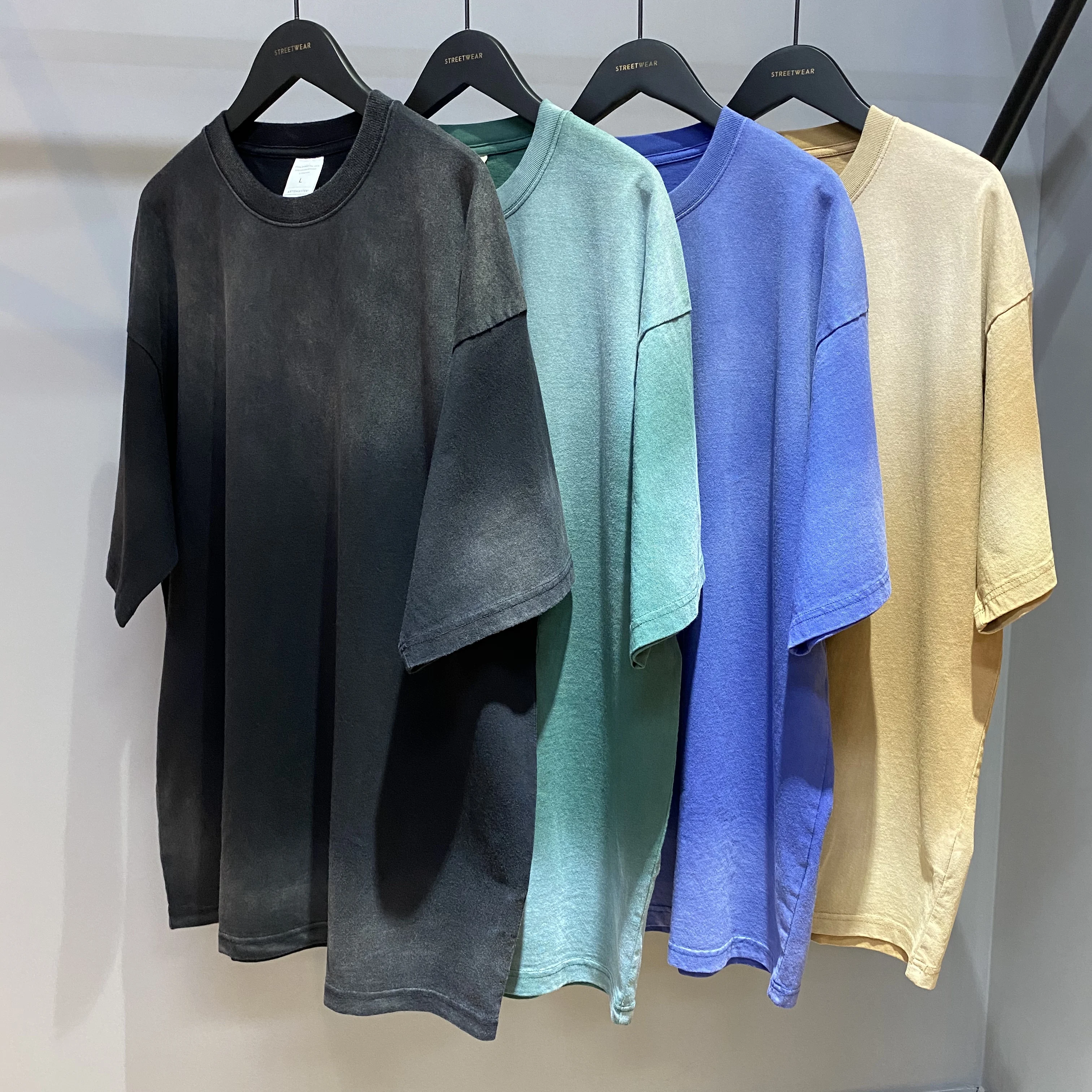 oem print custom high quality 250 grams 100% cotton inkjet spray vintage dyed garment dyed washed old gament dyed t shirt