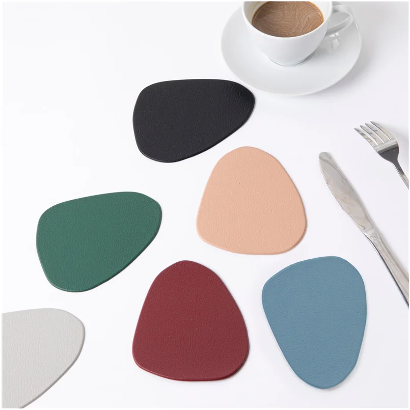 Waterproof PU Placemat Table Mat Leather Tableware Kitchen Washable Wine Cup Coaster
