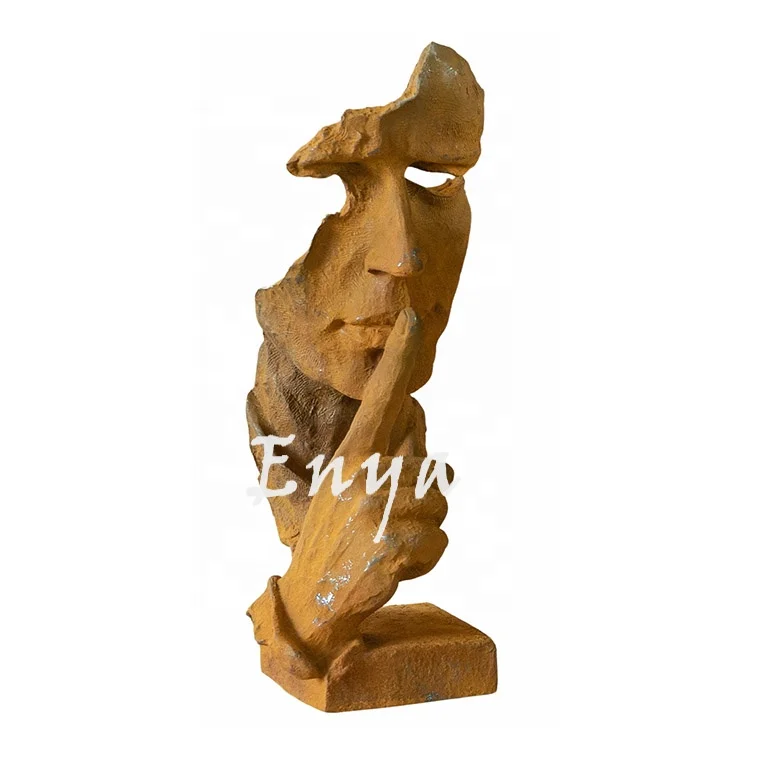 Modern Art European Silence is a Gold Ornaments Nordic Home Garden Cast Iron Ornaments Creative Abstract Face Sculpture Statue