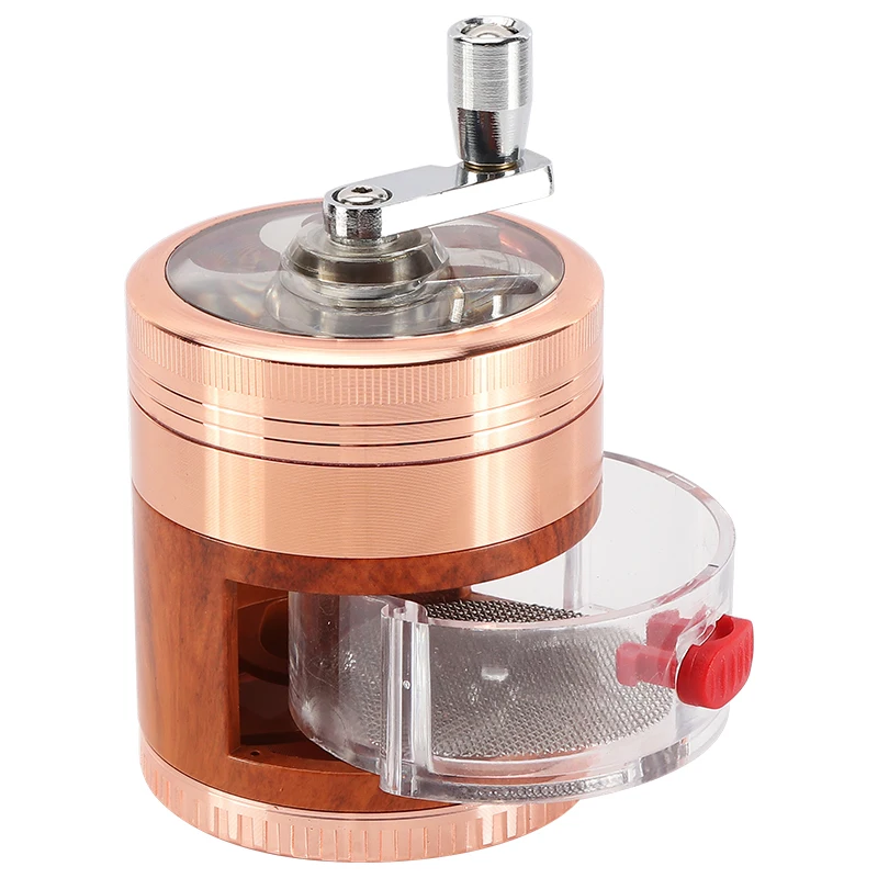 Futeng Hand Cranked Zinc Alloy Grinder for Herb Wholesale Herb Grinder With Drawer Storage Tobacco design Smoking Accessories