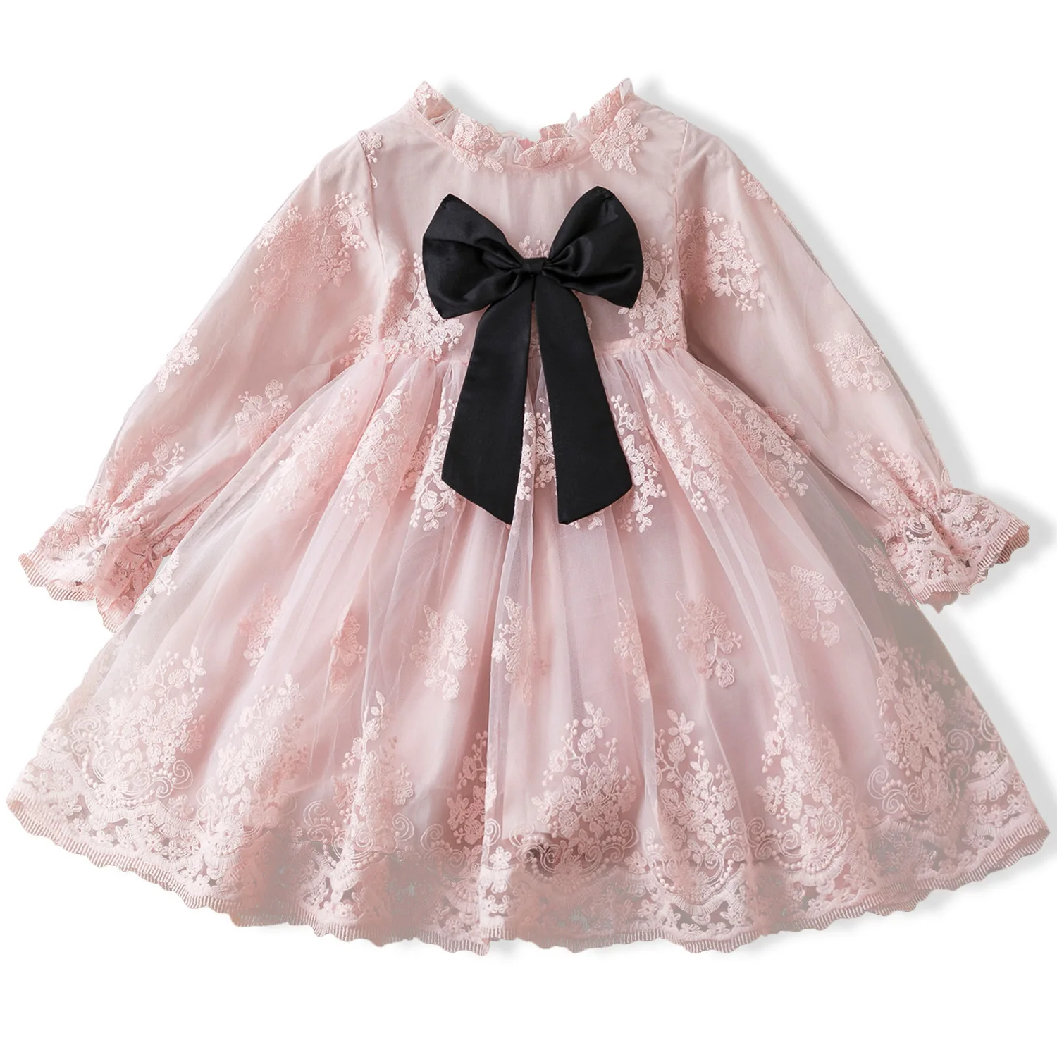 CAN A01224 Girls Spring Dress Red Ceremony New Year Costume Lace Wedding Dress for Girl Elegant Party Gown Frocks Dresses 2021