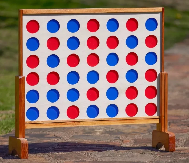 Modern Four in Row Classic Garden Game Set Giant Wooden Pieces Outdoor Fun Family Bedroom Living Room Dining Hospital Hotel Use