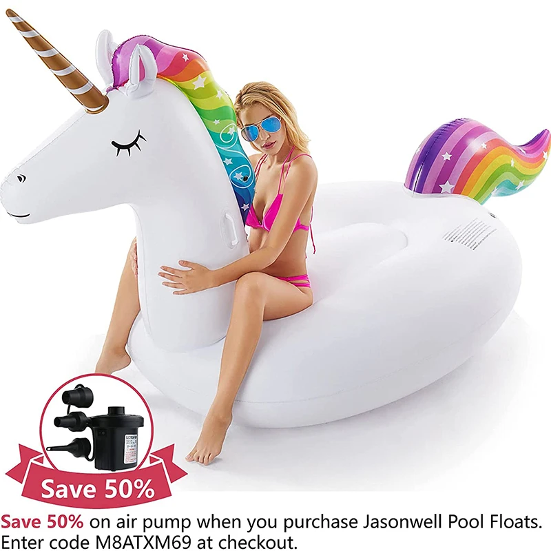 Summer Beach Big Inflatable Unicorn Pool Float Floatie Ride On with Fast Valves Large Rideable