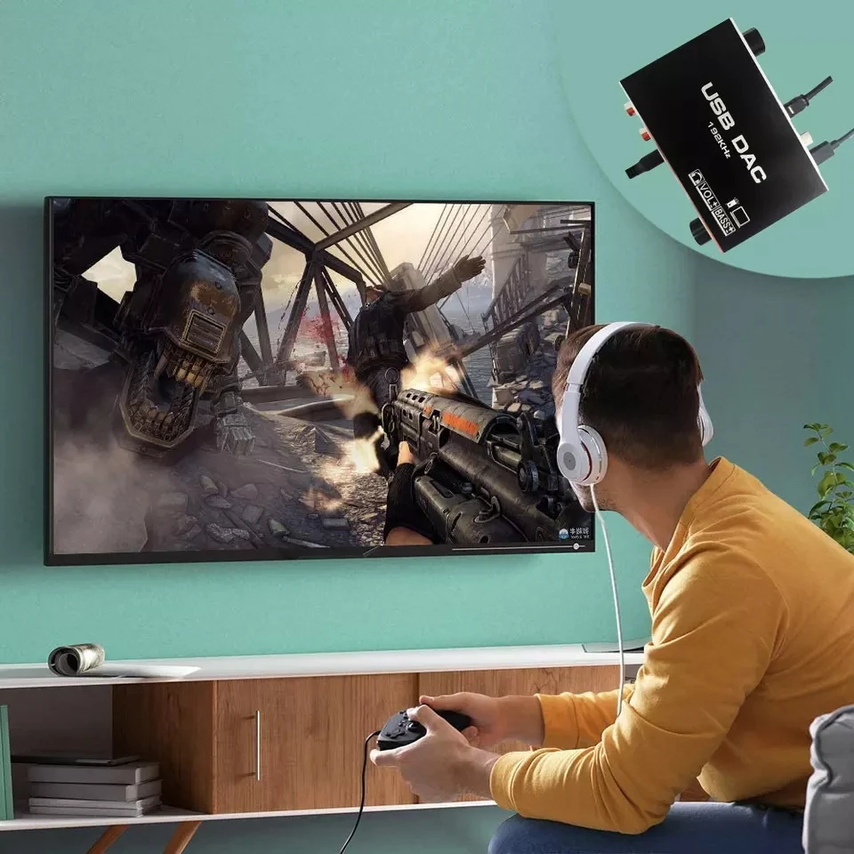 OZL2 192KHZ Optical SPDIF Toslink USB DAC Digital to Analog Audio Converter Adapter with Music Audio Volume Controller Knob