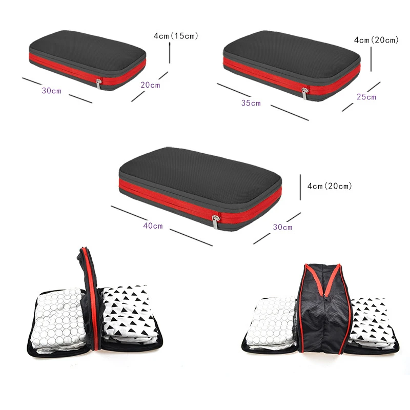 Custom Double Layer Packing Cube Set Luggage Organizer Waterproof Travel Compression Packing Cubes