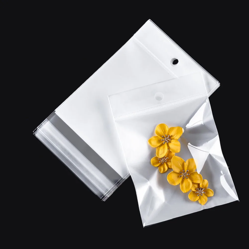 Wholesale Clear Transparent OPP Plastic Bag With Hanging Hole Self Adhesive Bag For Earrings Jewelry