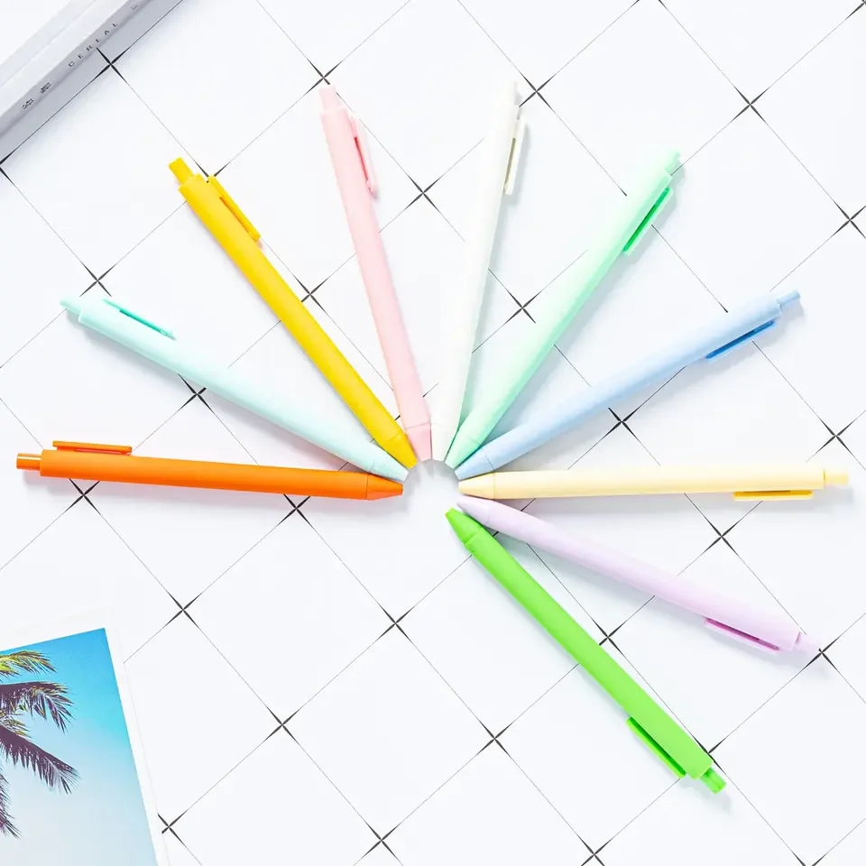 Promotional Multi colored Retractable Gel ink Ballpoint Pens Low Price Fancy Custom Logo Candy Colour Click Gel Pens
