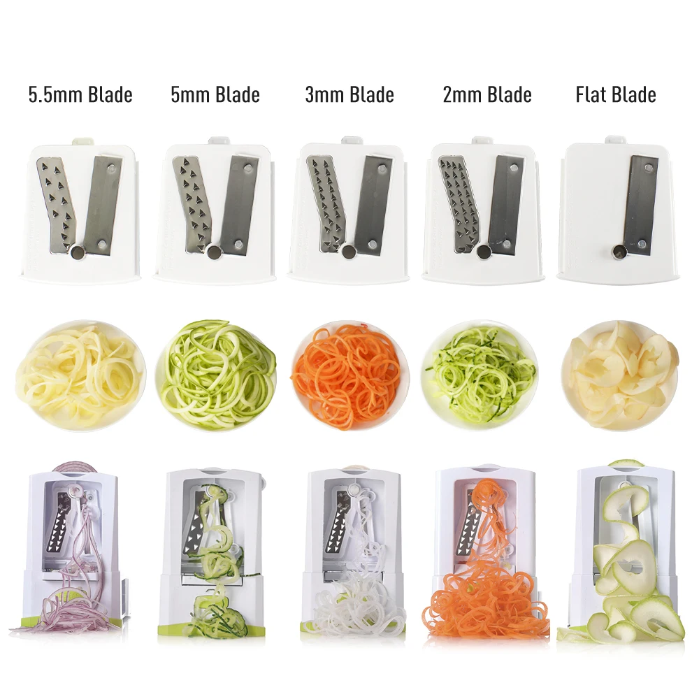 Kitchen Manual 5-Blade Vegetable Chopper and Spiralizer Eco-Friendly Food Tool for Spiral Slicing and Cutting Potatoes
