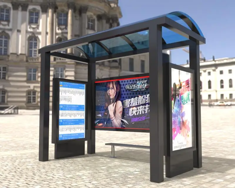 Outdoor Street Public Advertising Equipment Creative Bus Stop Bus Shelter with advertising board