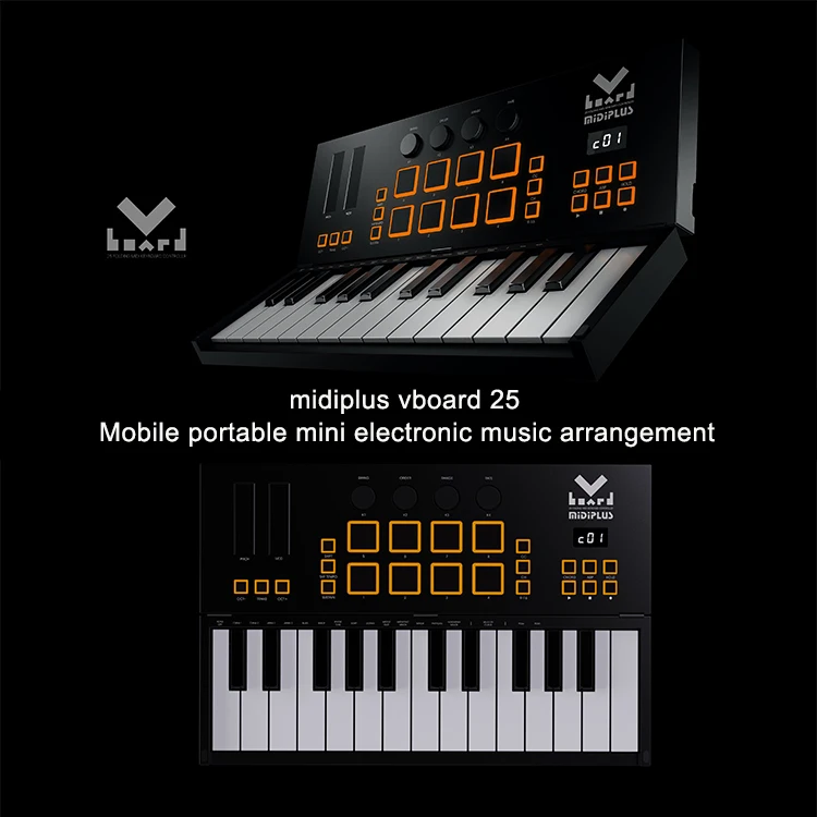 Midiplus Vboard 25 Multi-function Portable Wireless Bluetooth 25 Keys Folding Piano USB MIDI Keyboard Controller with Pad