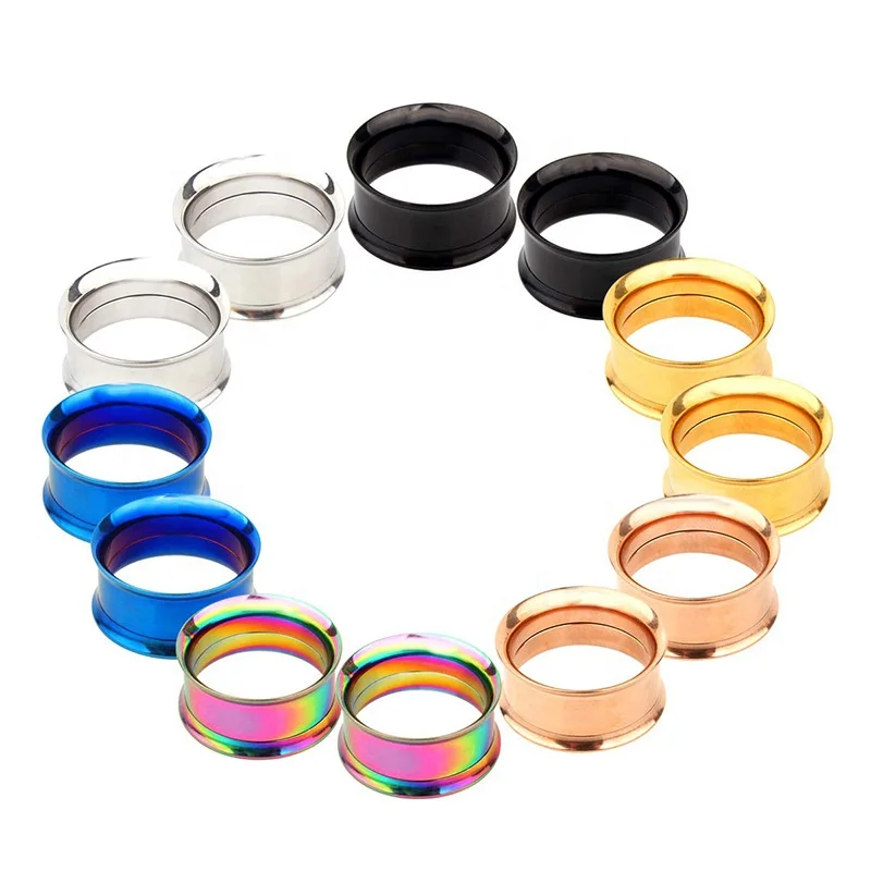 Ear Tunnel Gauges Externally Threaded Flared Ear Expander Piercing Jewelry Stainless Steel Earrings Punk GRS Unisex Roll 316