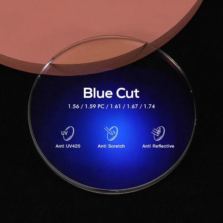 Blue Light Single Vision Resin Lens For Eye Glasses 1.61 ASP Blue Cut Optical Lenses