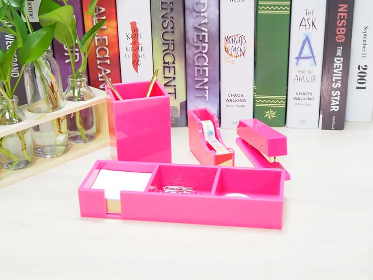 Huisen горячая Распродажа Высококачественный акриловый пластиковый розовый степлер для офиса