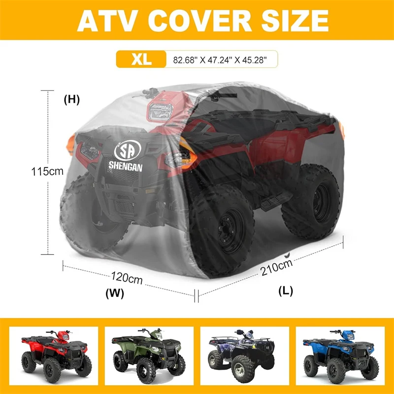All Weather UV Protection Outdoor Heavy Duty Quad Waterproof Tear-Resistant ATV Cover 4 Wheeler Covers for Polaris Sportsman