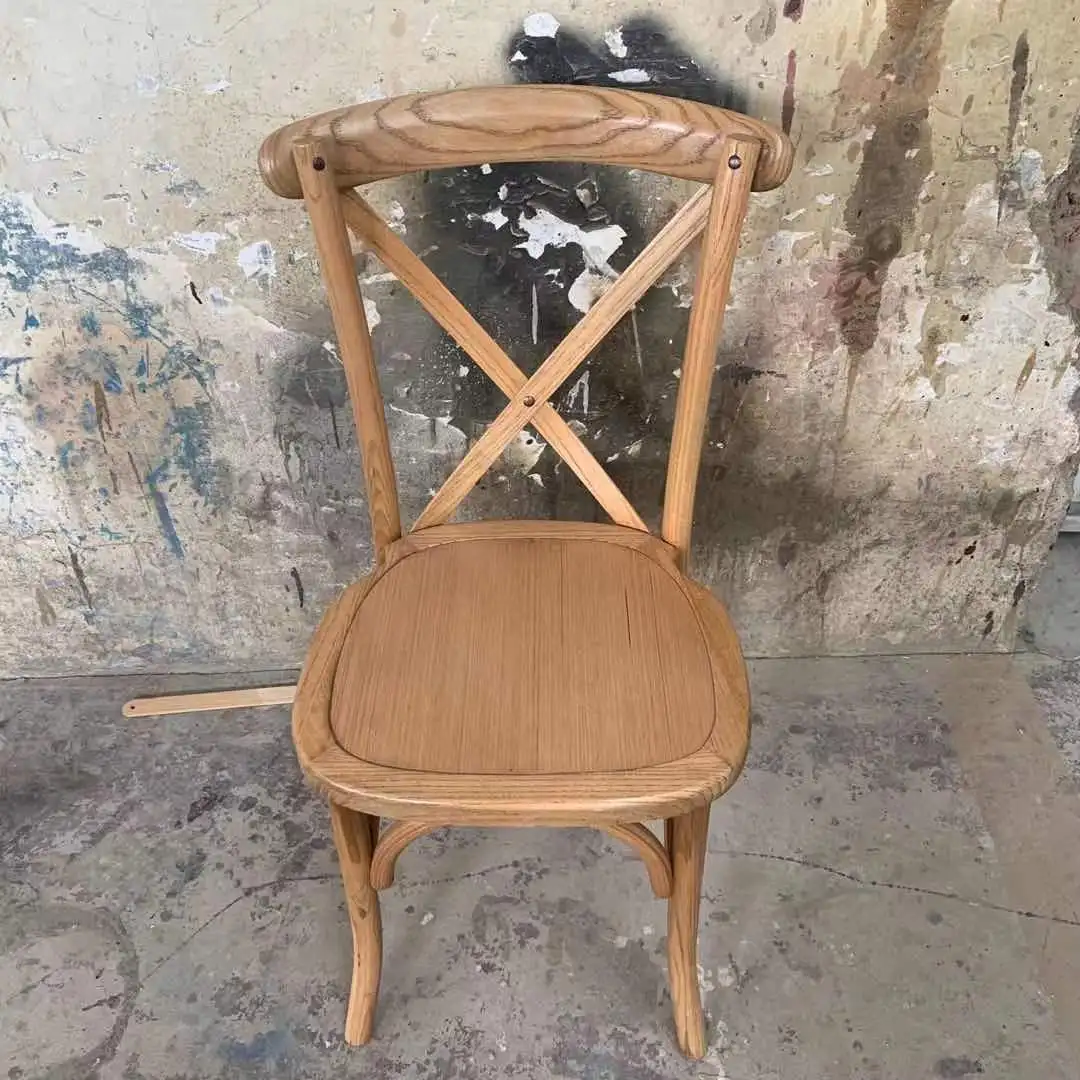 Wholesale Wooden Event Cross Back Dining Chairs for Rental Company Catering
