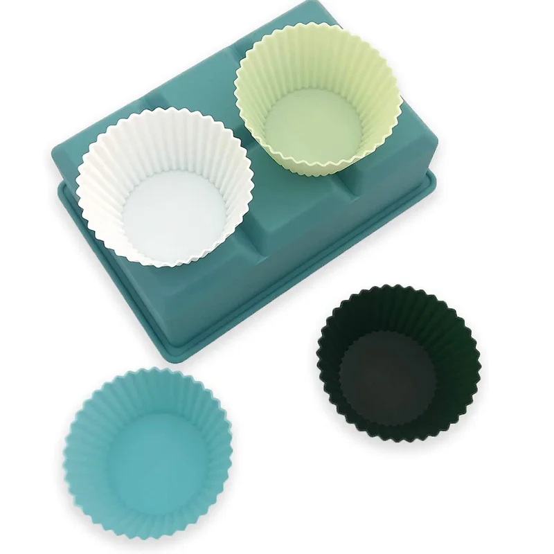 TAYHAO Silicone Mix Shapes Muffin Cupcake Jelly Molds Round Muffin Cups Cake Moulds for Baking Reusable Silicone Cupcake Cases