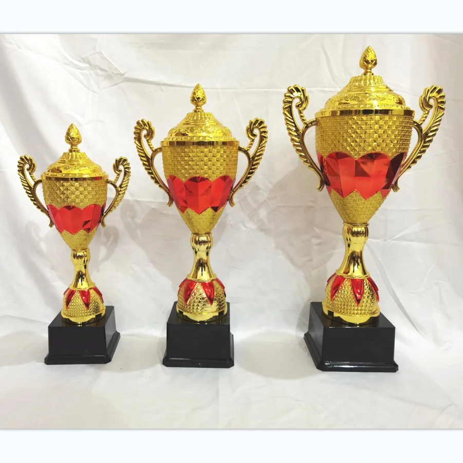 collage  last style plastic customized golden trophies trophy