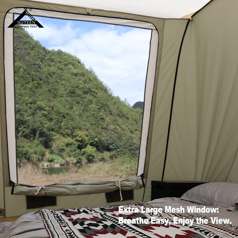 New Outdoor Camping Tent with Rain Fly Tarp Easy to Set Up Portable Family Canvas Tent for Travel Hiking Picnic Backpacking