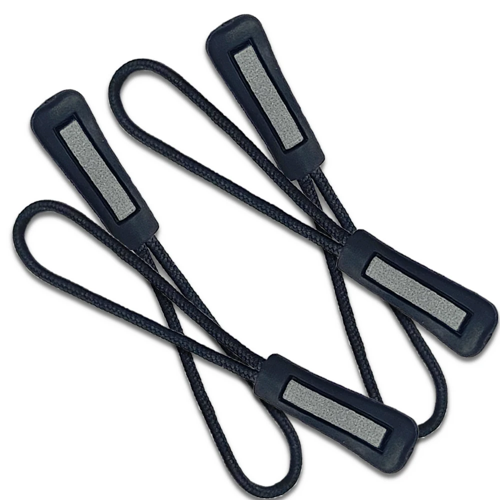 New Design Custom Rubber Plastic Soft Zipper Pulls Pvc Nylon Cord Reflective Zipper Puller For Backpacks Luggage