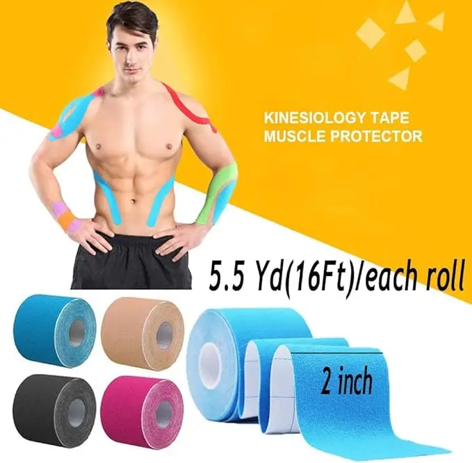 Sapphire Blue Therapy Kinesiology Muscle Tape Medical Custom logo Printed Cotton Sports tape Waterproof Kinesiology Tape