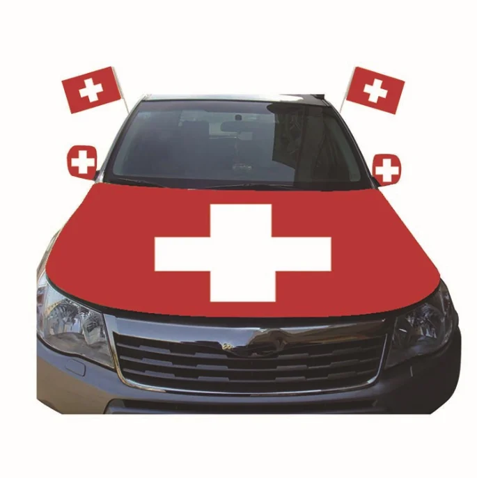 Custom Sublimation Printing Elastic France French Flag Car Bonnet Banner For Car Engine