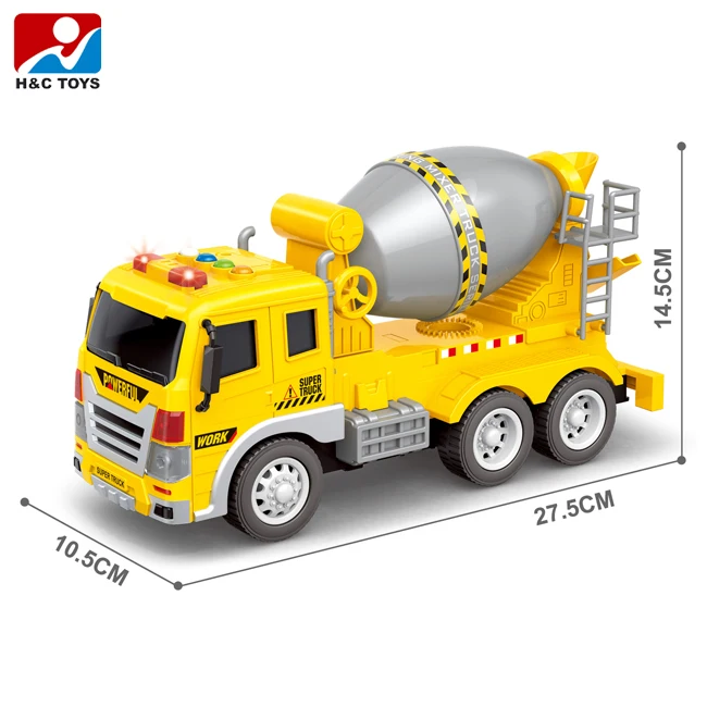 Simulation agitator truck 1:16 inertial engineering truck toys friction plastic electric mixer car toy