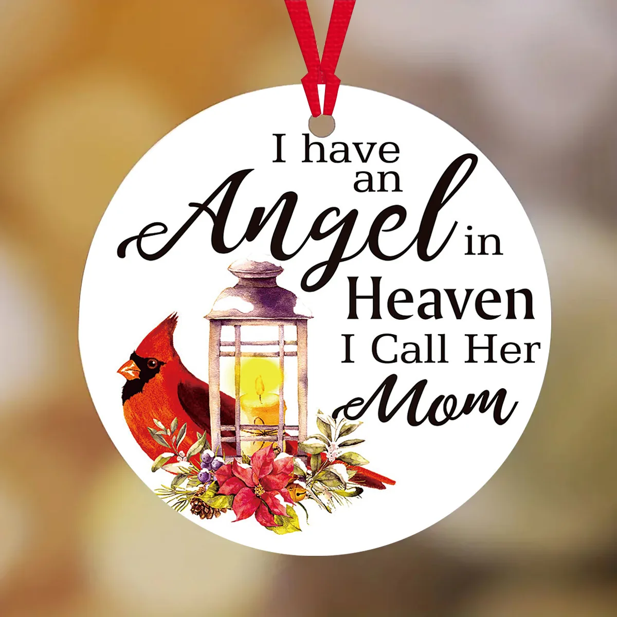 Christmas Ceramic Pendant Cardinal Bird Hanging 3-inch Double-sided Printing  Customizable Pattern  Ceramics Decoration