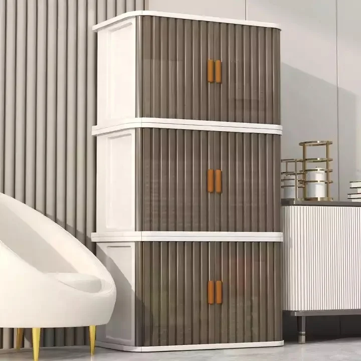 Haixing Installation-free layer cabinet office bathroom One-piece design Rolling Door collapsible  plastic storage cabinets