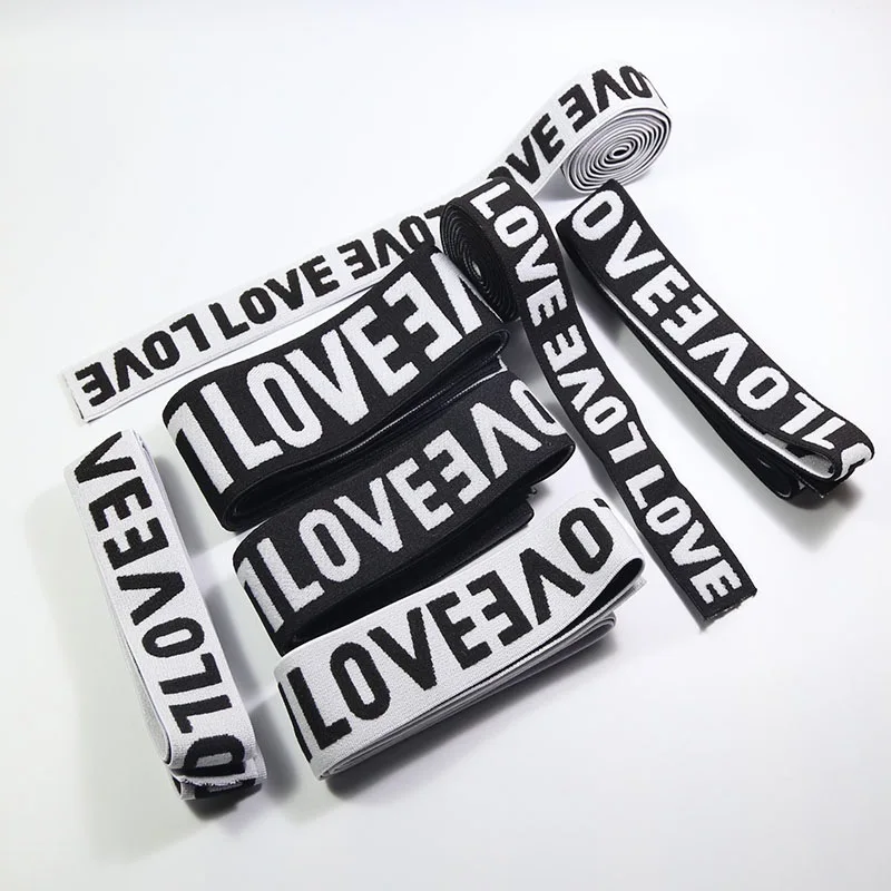 25mm Soft Lettered Nylon Elastic Jacquard LOVE Custom Band Webbing For Underwear Boxer Clothing