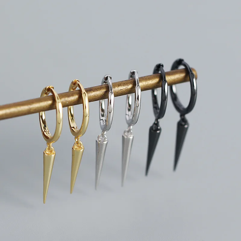 Fashion s925 silver Metal style earrings hip hop jewelry Simple studs Rivet cone pendants ear loops Small Buckle Earrings