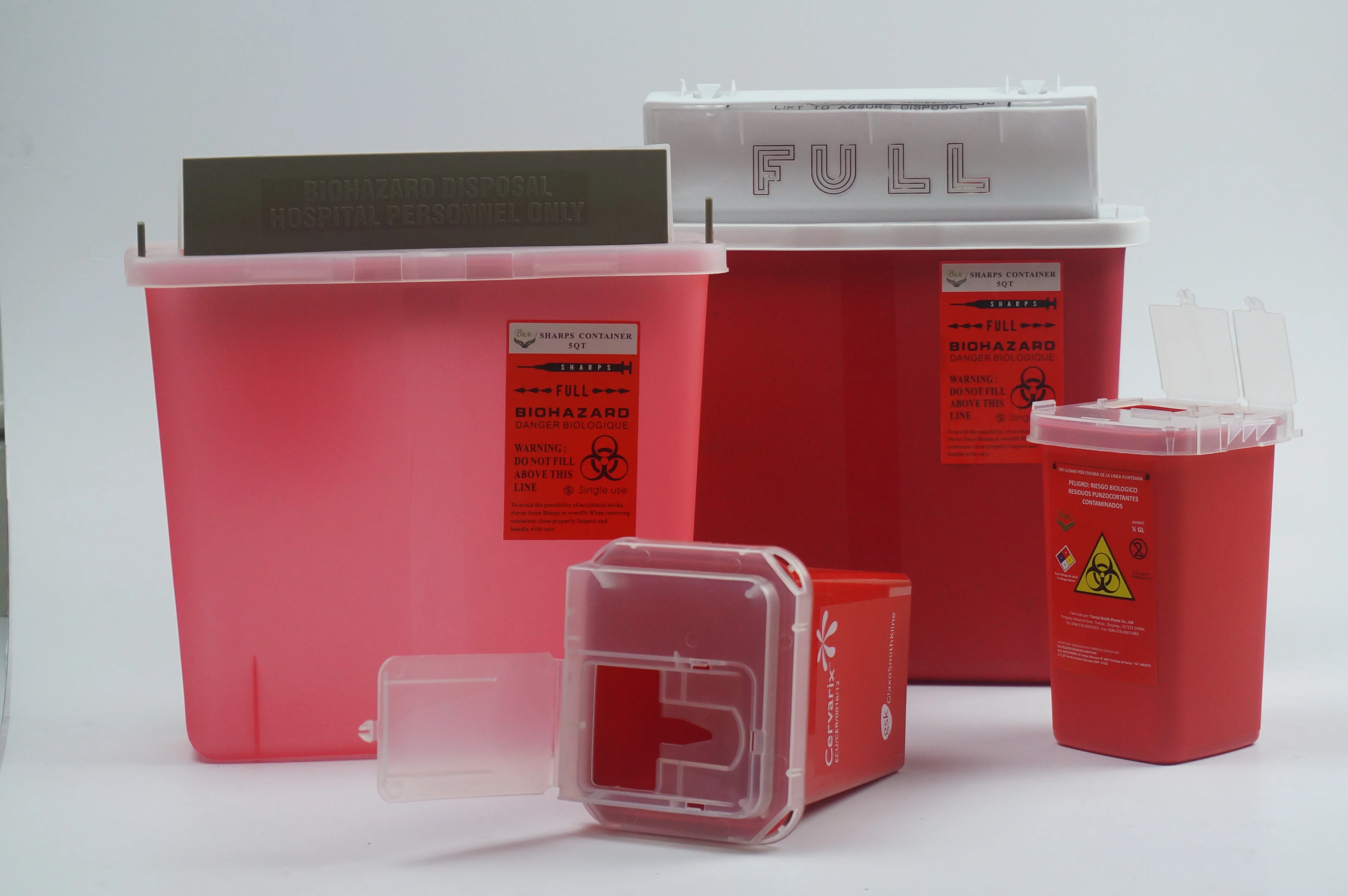 Wall Mount Biohazard 1qt 1gallon 5qt Disposable Sharp Container for Medical Needles Syringes Collection