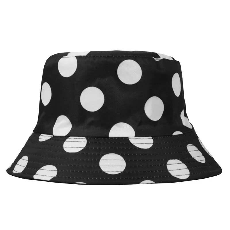 Women Mens Bucket Hat Custom Logo Black Blank Fisherman Printed Dots Bucket Hats