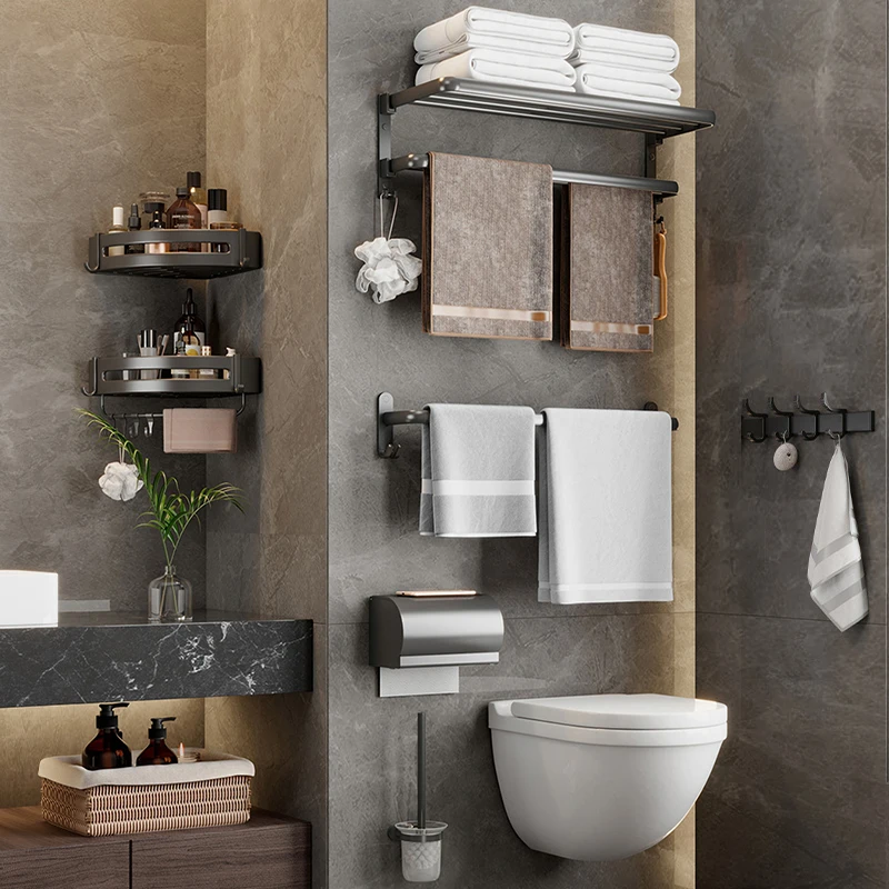 Factory Straight Hair Nail-Free Self-Adhesive Bathroom Toilet Towel Rack Multi-Functional Clothes Rack