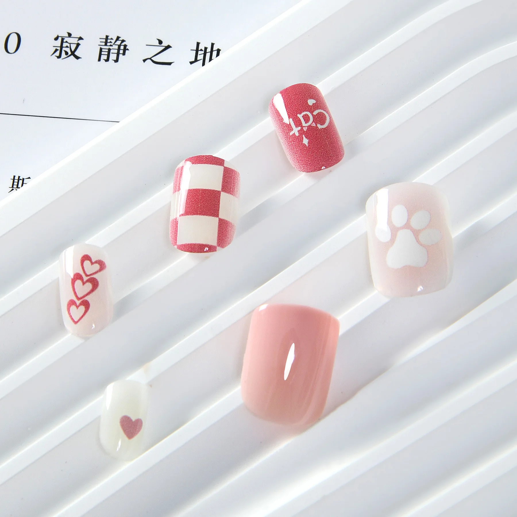 Child Harmless Nail with Glue Tips Coffin Press on False Nails Art Stick Designs Artificial Full Cover Detachable Box Wholesale